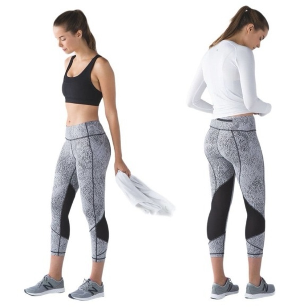 Lululemon Pace Rival Crop Power Luxtreme Spray Jacquard White/ Black🚨